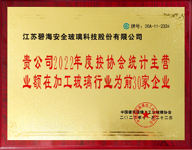 Among the top 30 enterprises in the glass processing industry